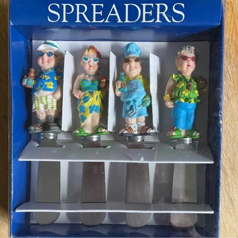 NIB Vtg SPREADERS 4 FUN PARTY PEOPLE picnic table, barbecue, poolside snacks - Picture 3 of 14